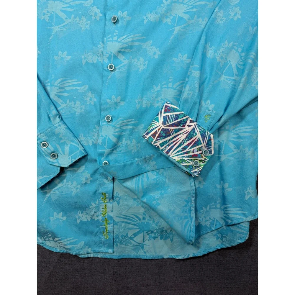 Robert Graham Mens XL Classic Fit Blue Floral Long Sleeve Button Down Shirt